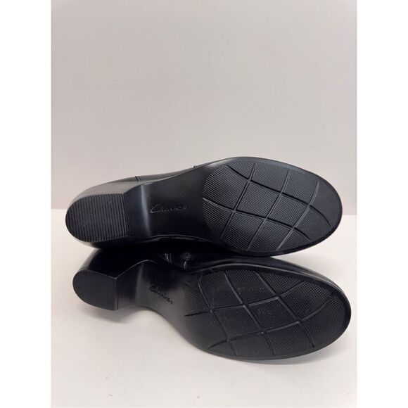 Clarks Boots Size 9US Black Leather Block Heel Zip Up Booties NEW - Picture 9 of 9